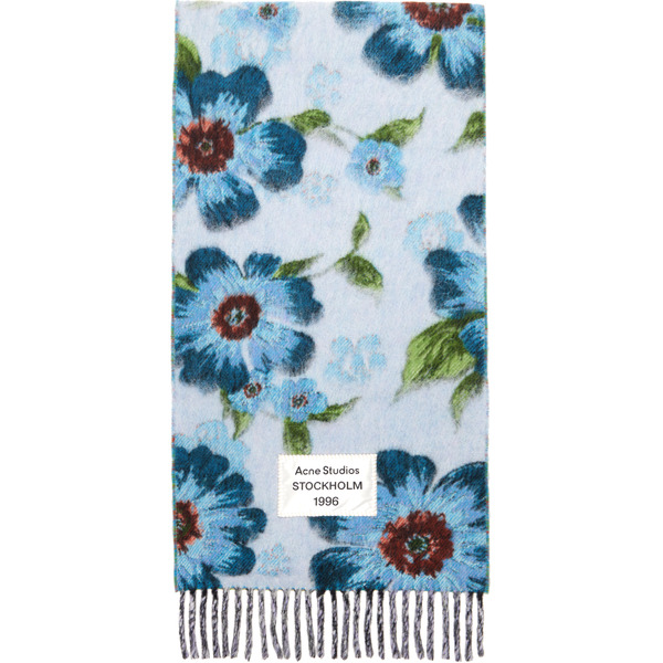  Acne Studios Blue Fringed Wool Scarf 