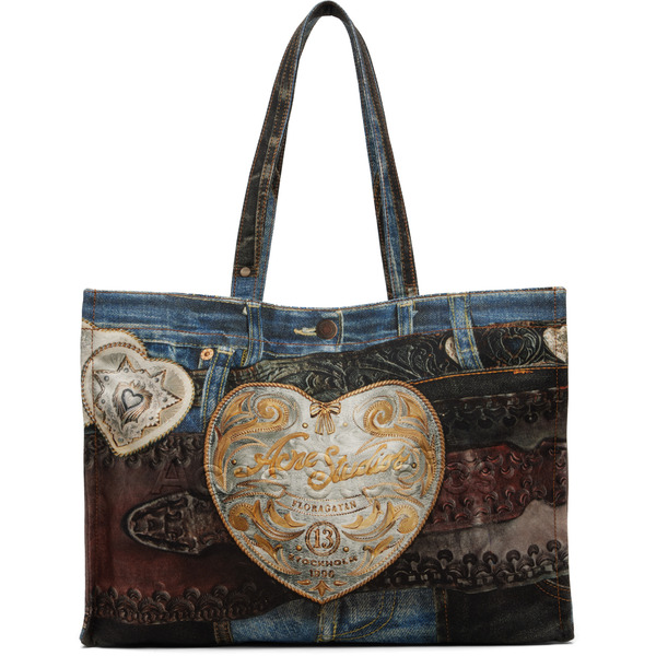  Acne Studios Blue Logo Shoulder Tote 