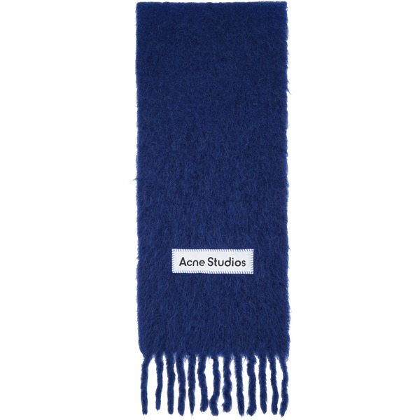  Acne Studios Blue Wool Fringe Scarf 