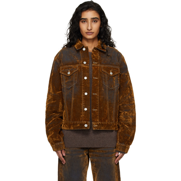  Acne Studios Brown Flocked Denim Jacket 