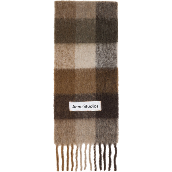  Acne Studios Brown Mohair Checked Scarf 