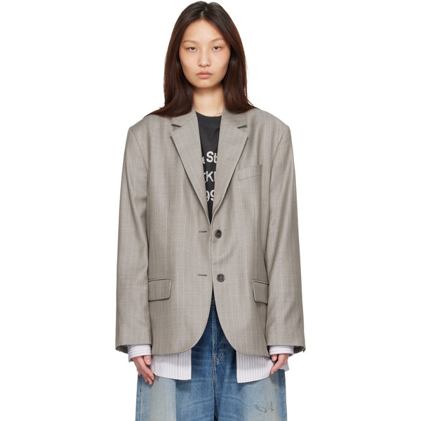  Acne Studios Gray Layered Suit Blazer 