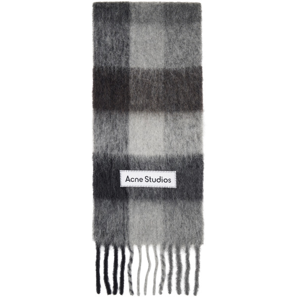  Acne Studios Gray Mohair Checked Scarf 