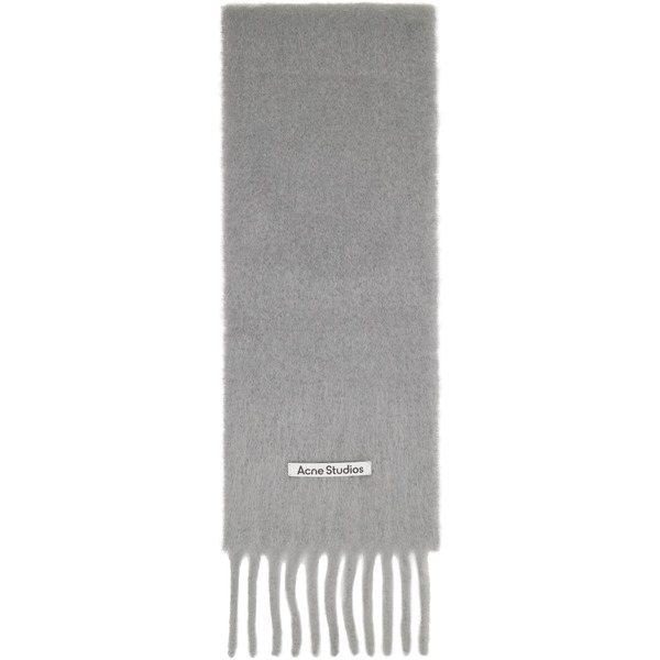  Acne Studios Gray Mohair Logo Scarf 