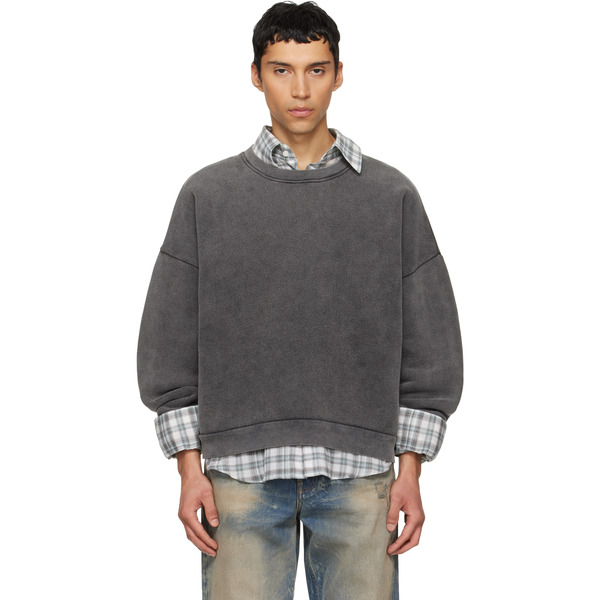  Acne Studios Gray Sweater Logo Patch Sweatshirt 