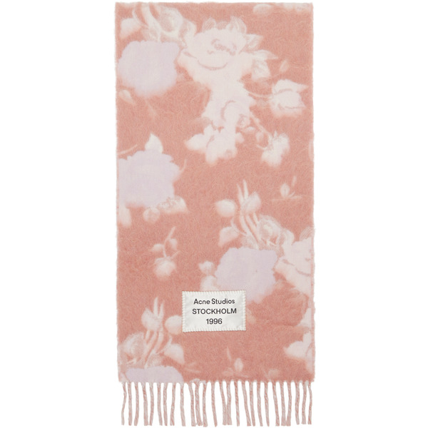  Acne Studios Pink Fringed Wool Scarf 