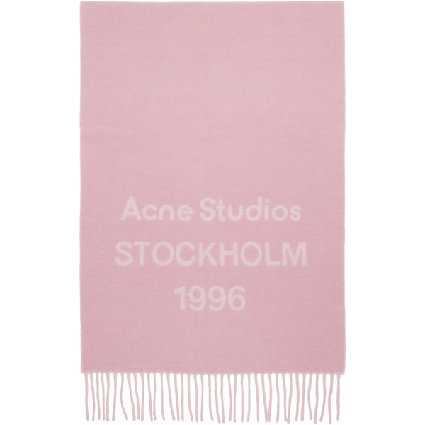  Acne Studios Pink Logo Wide Scarf 