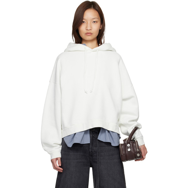  Acne Studios White Logo Fleece Hoodie 