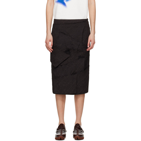  Ader Error Black Raw Edge Midi Skirt 