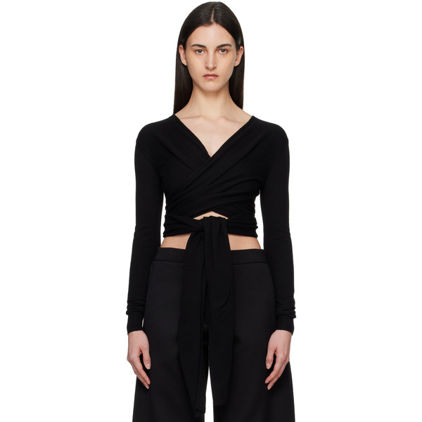  Alaïa Black Cashmere Wrap Sweater 