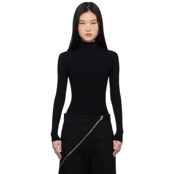  Alaïa Black Ribbed Knit Bodysuit 