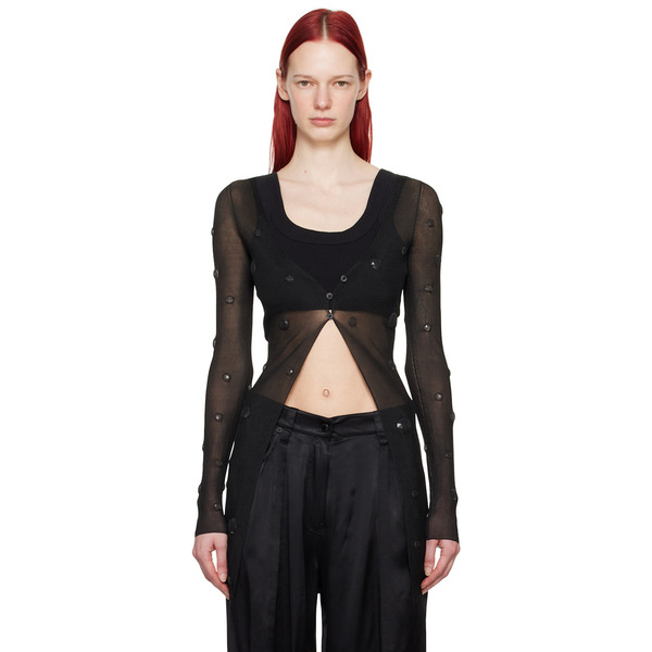  Alexander Wang Black Ribbed Cardigan 