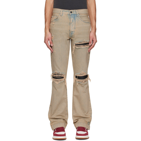  Amiri Beige Mx1 Straight Flare Jeans 