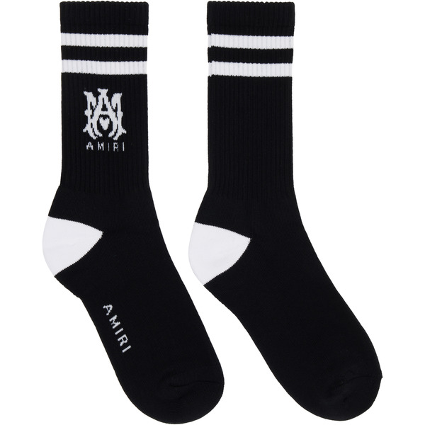  Amiri Black 'ma' Core Logo Socks 