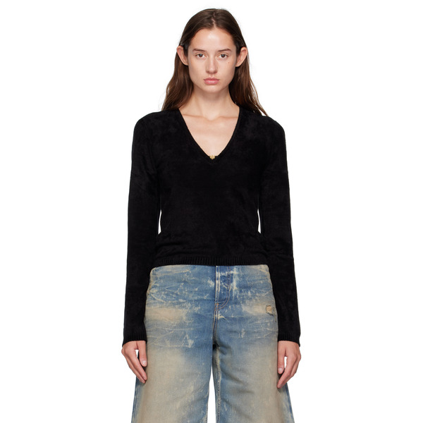  Amiri Black Velvet Ls Top 