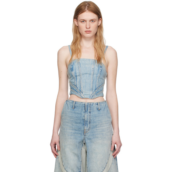  Amiri Blue Corset Denim Tank Top 