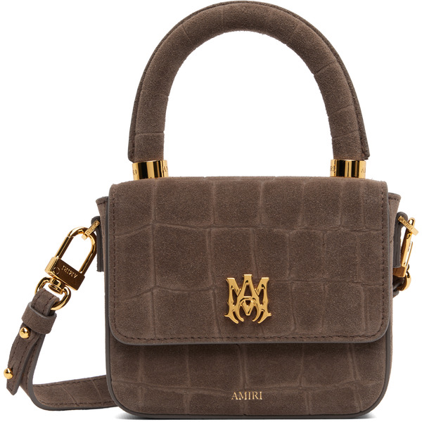 Amiri Brown Croc Suede Micro Ma Bag 