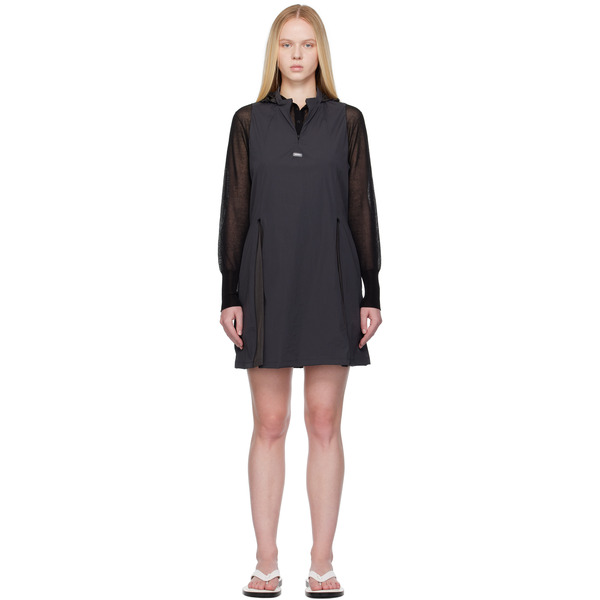  Amomento Gray Nylon Hooded Minidress 