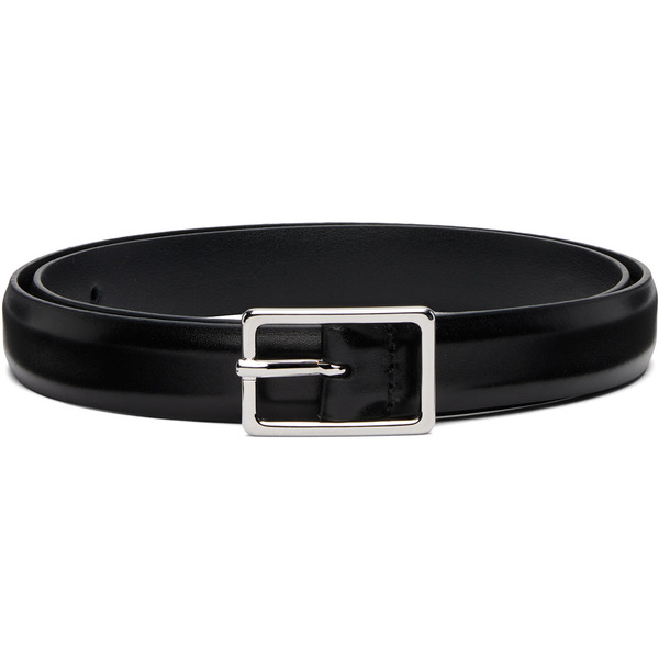  Anderson's Black Skinny French Calfskin Rectangular Buckle Belt 