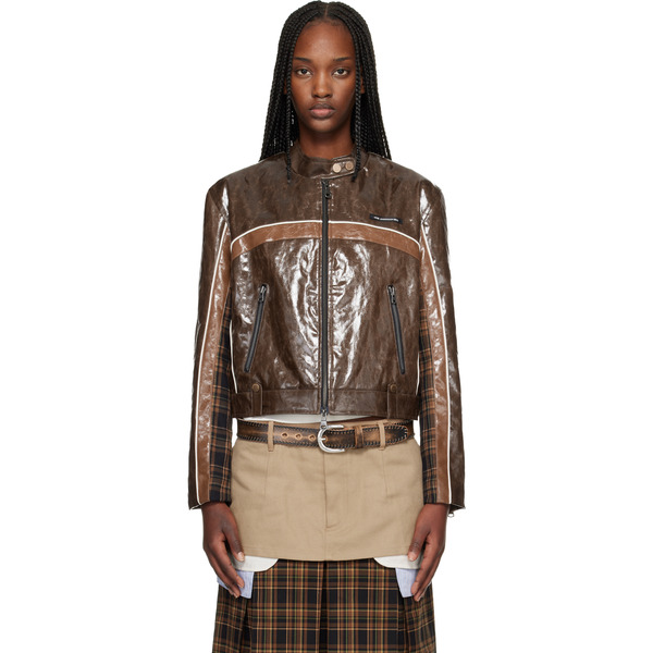  Andersson Bell Brown Circuit Track Faux-leather Jacket 