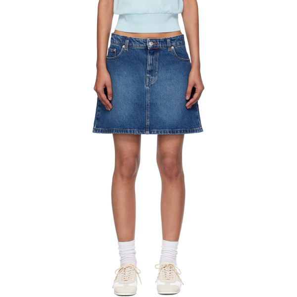  A.p.c. Blue Moss Denim Miniskirt 