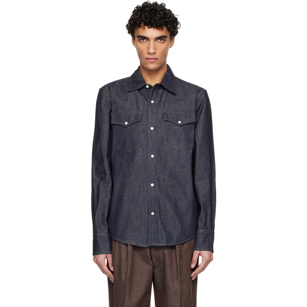  A.p.c. Navy Western Denim Shirt 