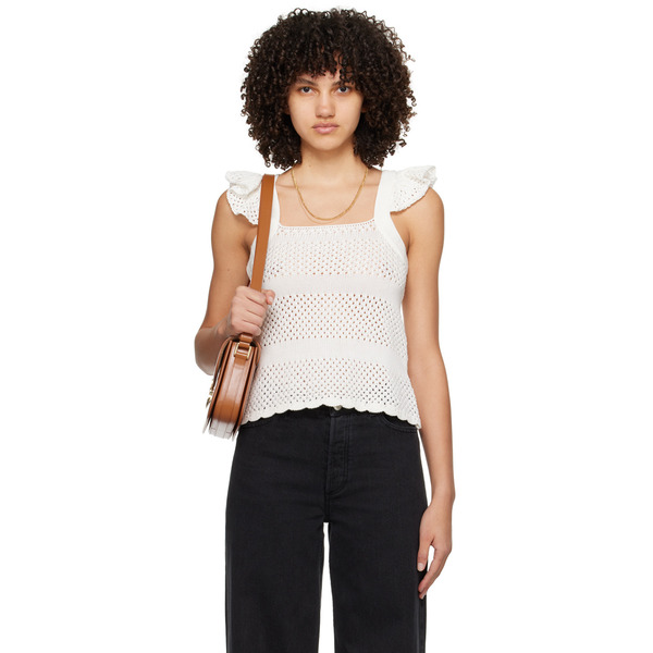  A.p.c. White Crocheted Tank Top 