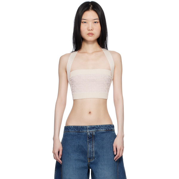  Balmain Beige Pb Labyrinth Monogram Tank Top 