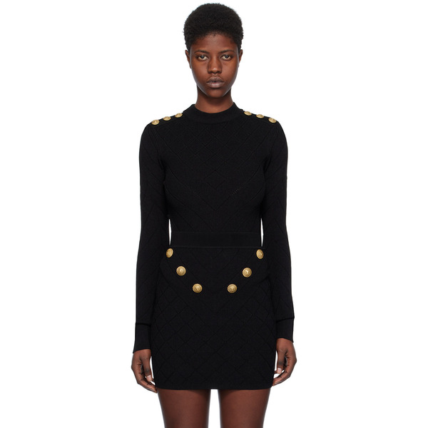  Balmain Black Cutout Bodysuit 