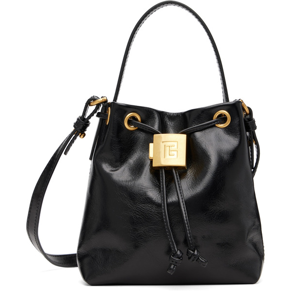  Balmain Black Mini Pulse Bucket Bag 