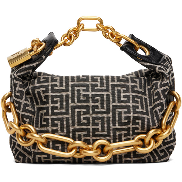  Balmain Black & Off-white Mini Sync Bag 