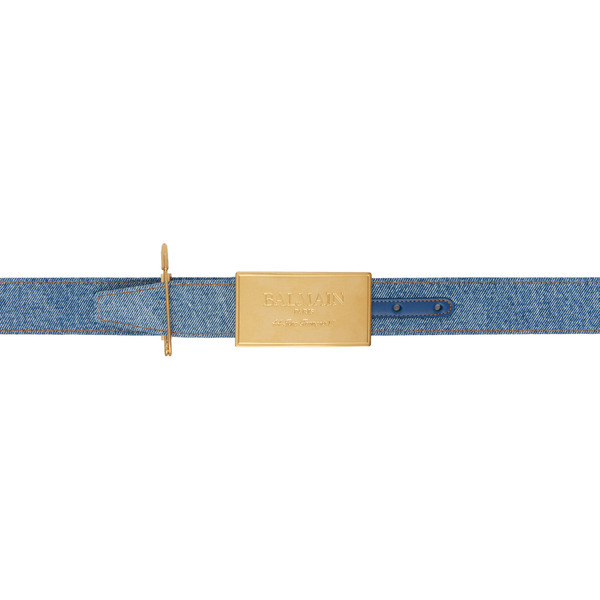  Balmain Blue Denim Safety Pin Belt 