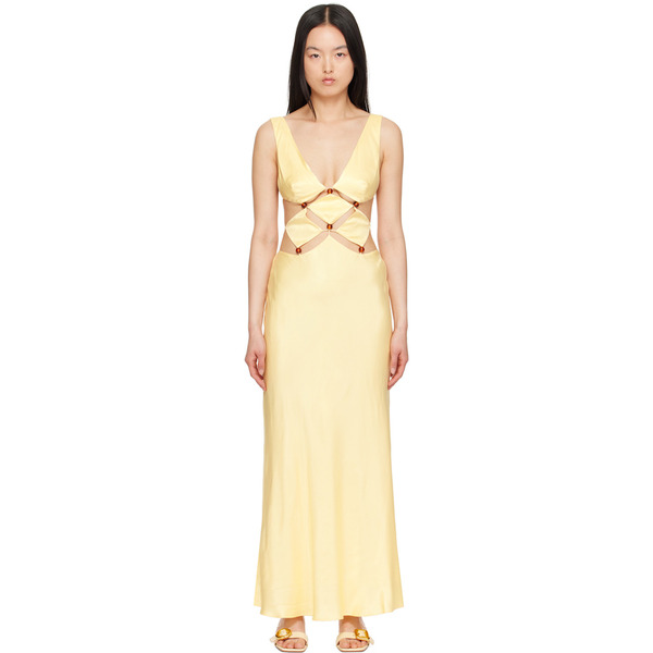  Bec + Bridge Yellow Agathe Diamond Maxi Dress 