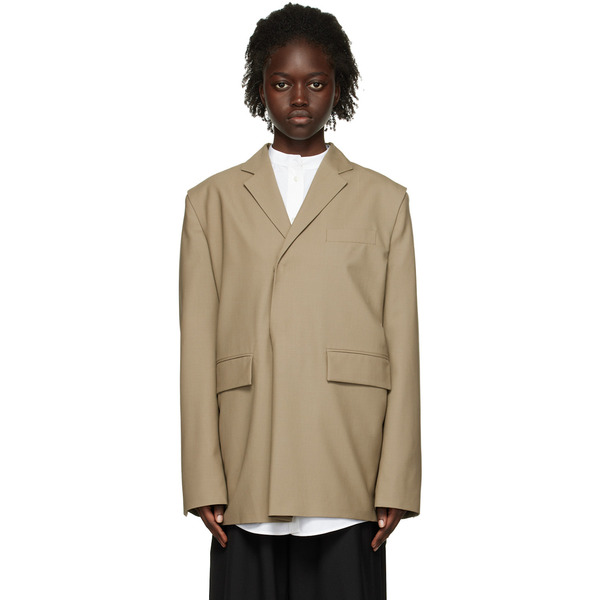 Bianca Saunders Khaki Pull Over Suit Blazer 