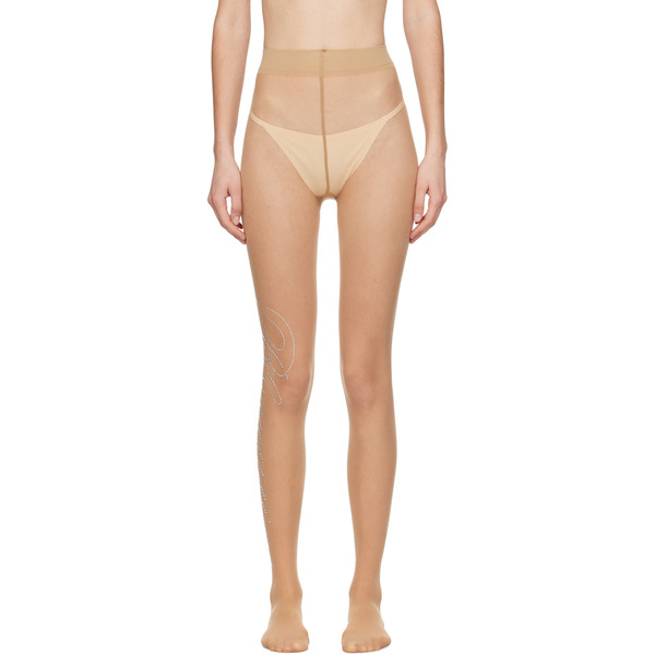  Blumarine Beige Rhinestone Tights 