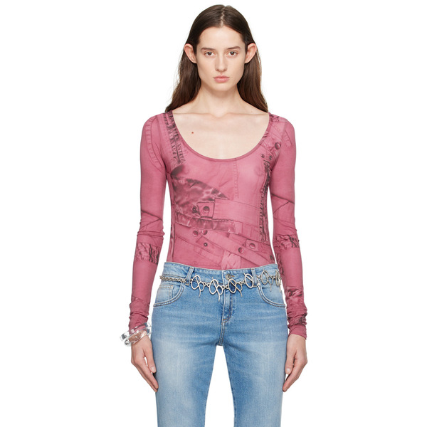  Blumarine Pink Printed Bodysuit 