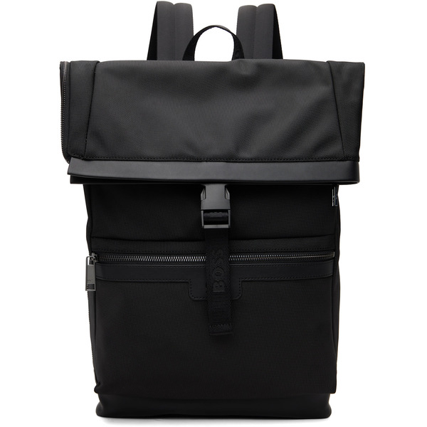  Boss Black Canvas Flap Backpack 