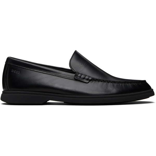  Boss Black Embossed-logo Leather Loafers 