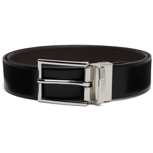 Boss Black Leather Reversible Belt 