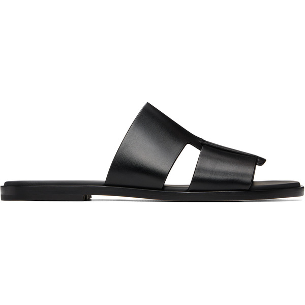  Boss Black Leather Slides 