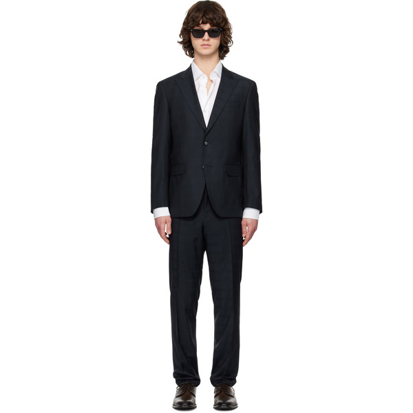  Boss Navy Checkered Suit 