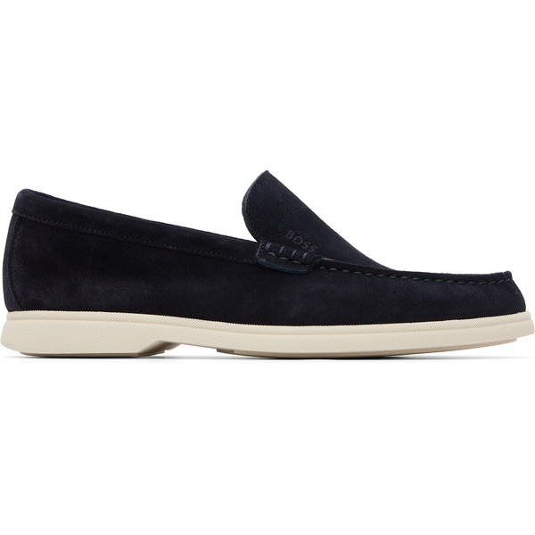  Boss Navy Debossed-logo Suede Loafers 