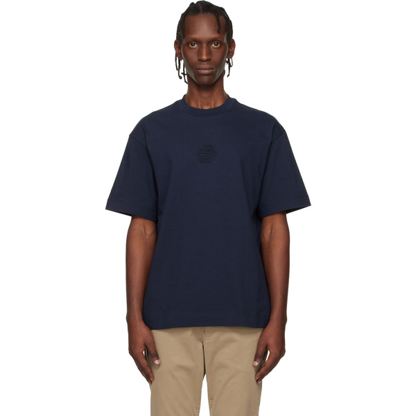  Boss Navy Embossed-logo T-shirt 