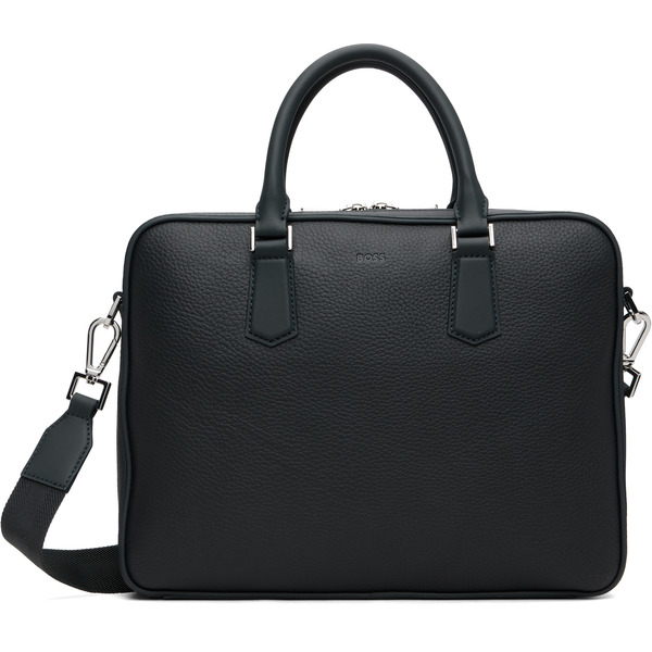  Boss Navy Italian-leather Document Briefcase 