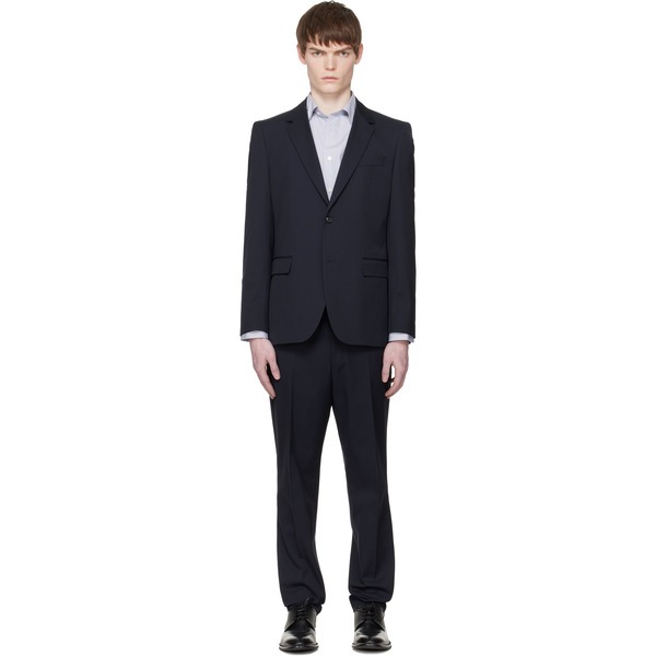  Boss Navy Two-piece Stretch Wool Suit 