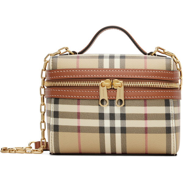  Burberry Beige Mini Check Vanity Bag 