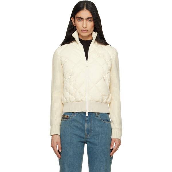  Burberry Off-white Check-stitch Nylon & Wool Jacket 
