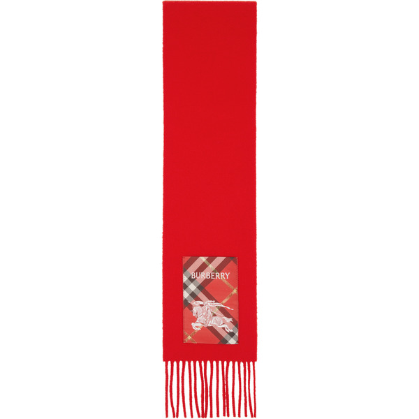  Burberry Red Check Label Cashmere Scarf 
