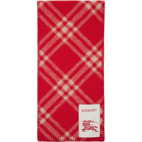  Burberry Red Check Wool Scarf 