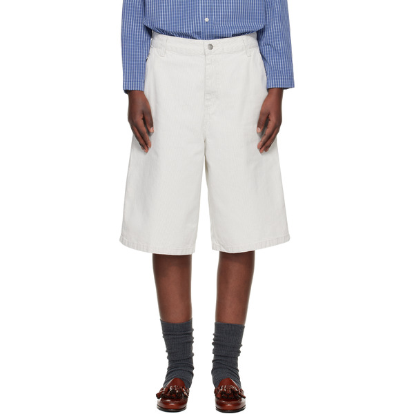  Carhartt Work In Progress Off-white Mercer Stripe Denim Shorts 